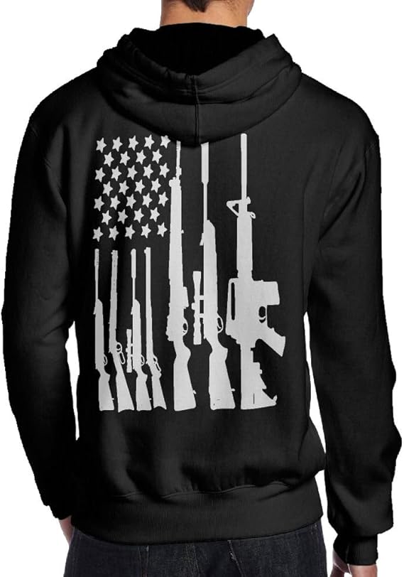 HGTEe Gun American Flag Mens Hooded Sweatshirt Hoodies Pullover Clothes