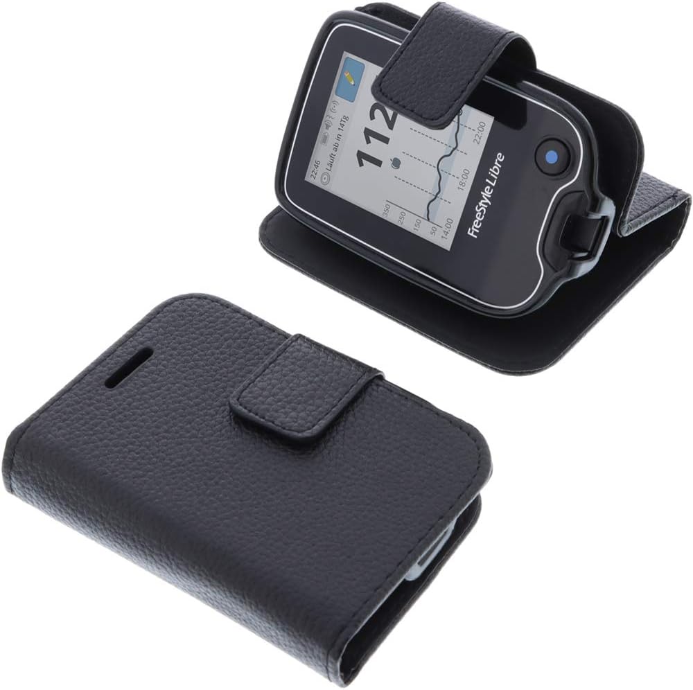 foto-kontor Bag compatible with Abbott Freestyle Libre 2 Book Style black case protection cover book, Book Black