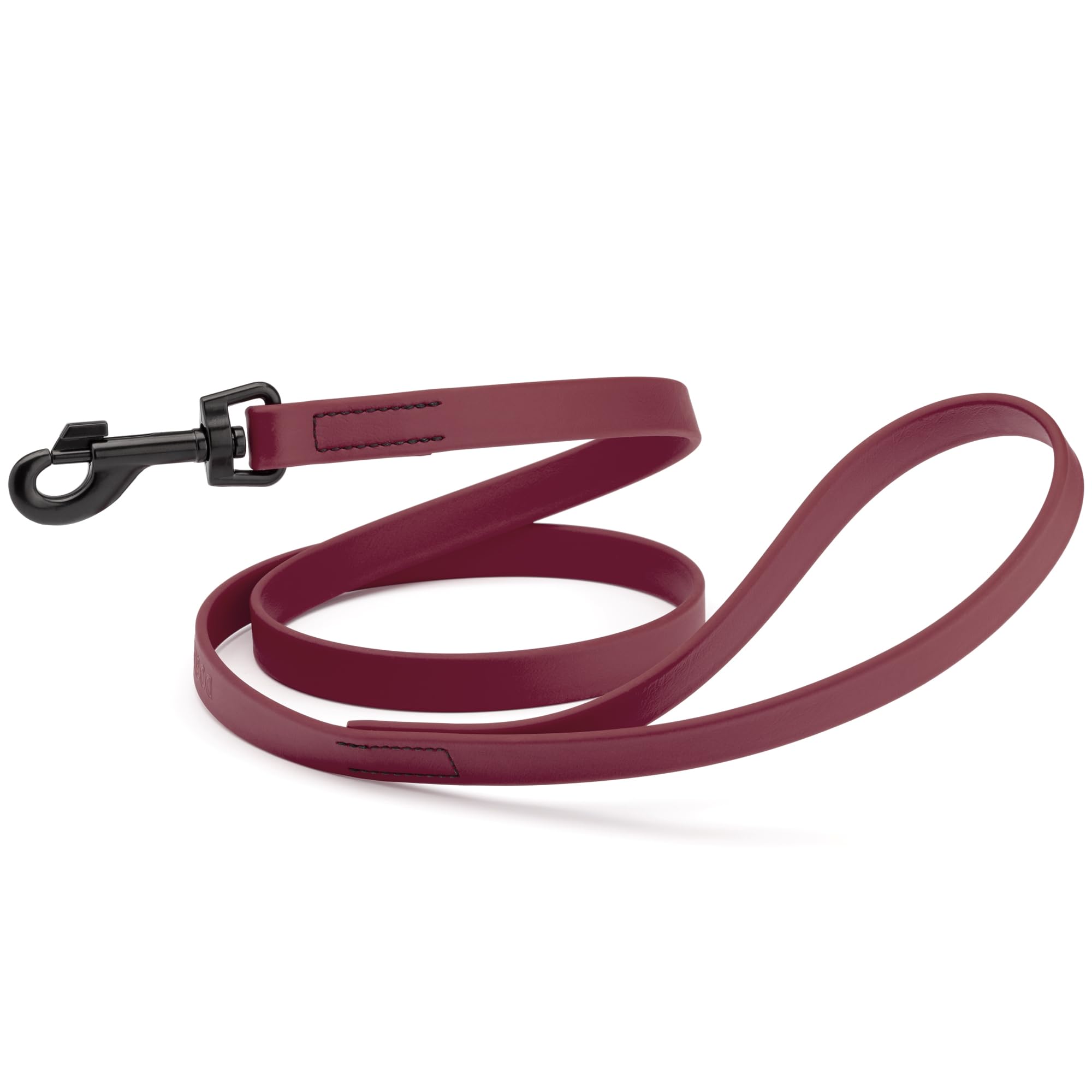 Dogline Biothane Waterproof Dog Leash Strong Coated Nylon Webbing with Black Hardware Odor-Proof Easy to Clean High Performance for Small or Large Dogs Made in USA 4 or 6 ft Lead, Merlot Burgundy