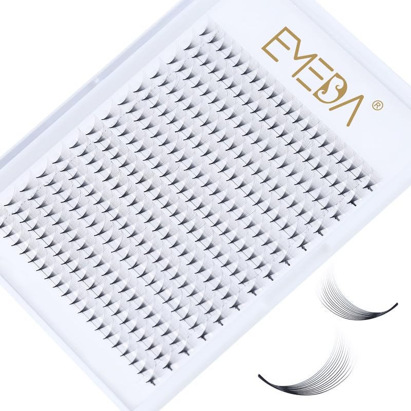 EMEDA 10D Pre made Fan Eyelash Extensions 12mm D curl 0.07mm 10D Russian Volume Lash Extensions Premade Lash Fans 10D Cluster Lashes 0.07 D (10D 0.07-D-12mm)