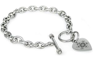 Tioneer Stainless Steel Symbols of Heart Charm Bracelet & Necklace