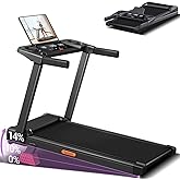 14% Incline Treadmill with Handle, 3-in-1 Portable Treadmills for Home and Office, Foldable Treadmill with 300 Lbs Weight Cap