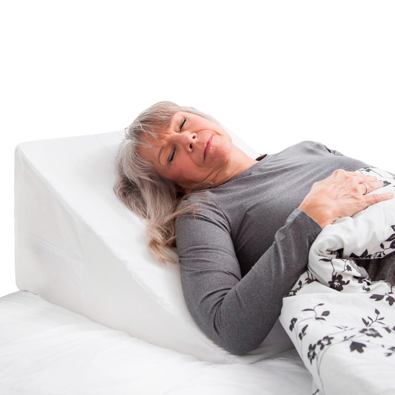 DMI Bed Wedge Pillow and Triangle Wedge with Elevated Incline for Neck Pain, Headaches, Shoulders, Back Pain, Foot Support, Knee Pain or Restless Leg Syndrome, 24x24x12 inches, White (Pack of 1)