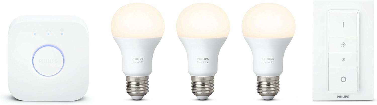 Philips 8718696728987 A +, Hue LED E27 Starter Set of 3 9 5 W with Dimmer Switch, Plastic 9.5 Watt, E27, White, 61 x 6.1 x 11 cm - Image 3