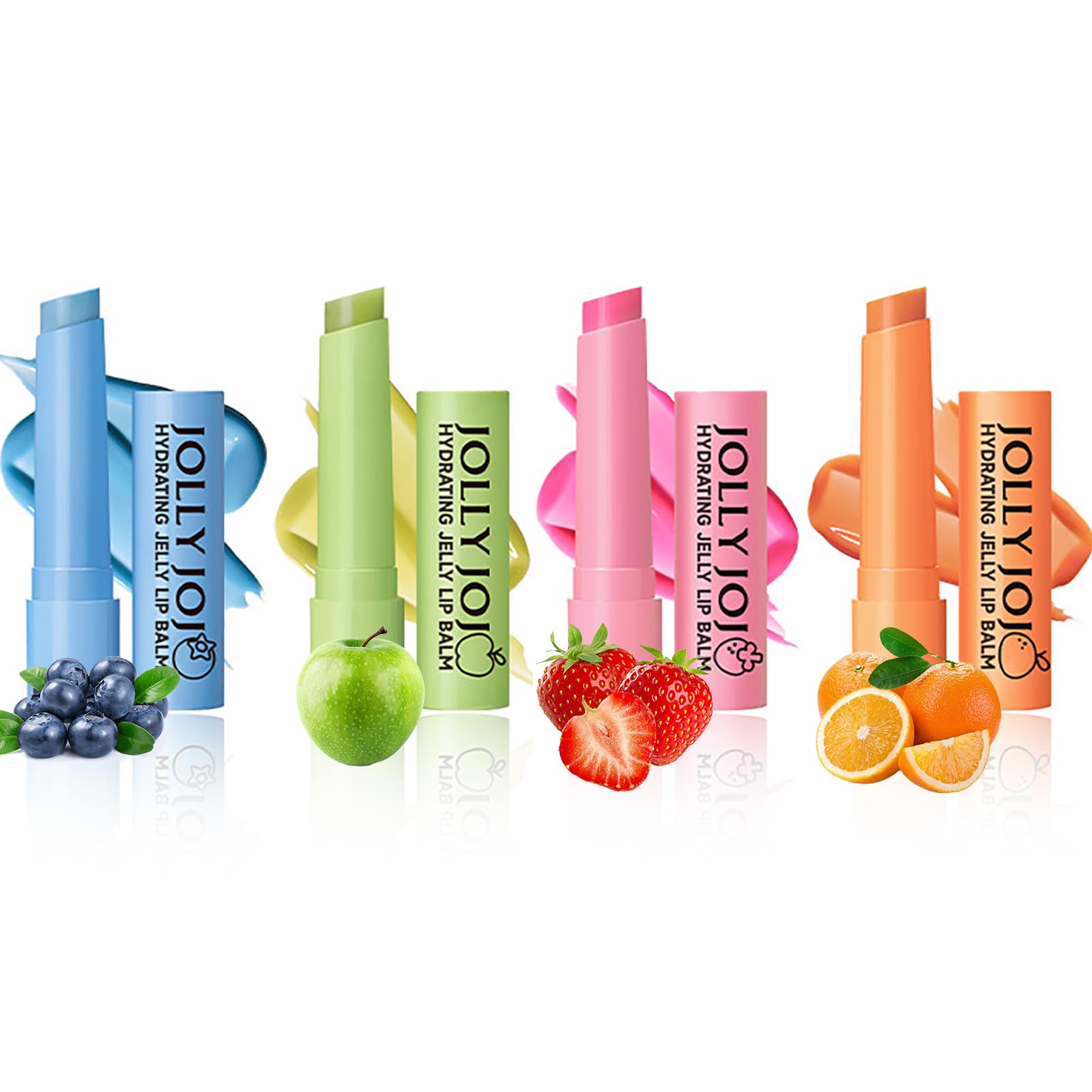 RoseFlower Natural Fruit Flavors Tinted Lip Balm Set for Lip Care & Repair