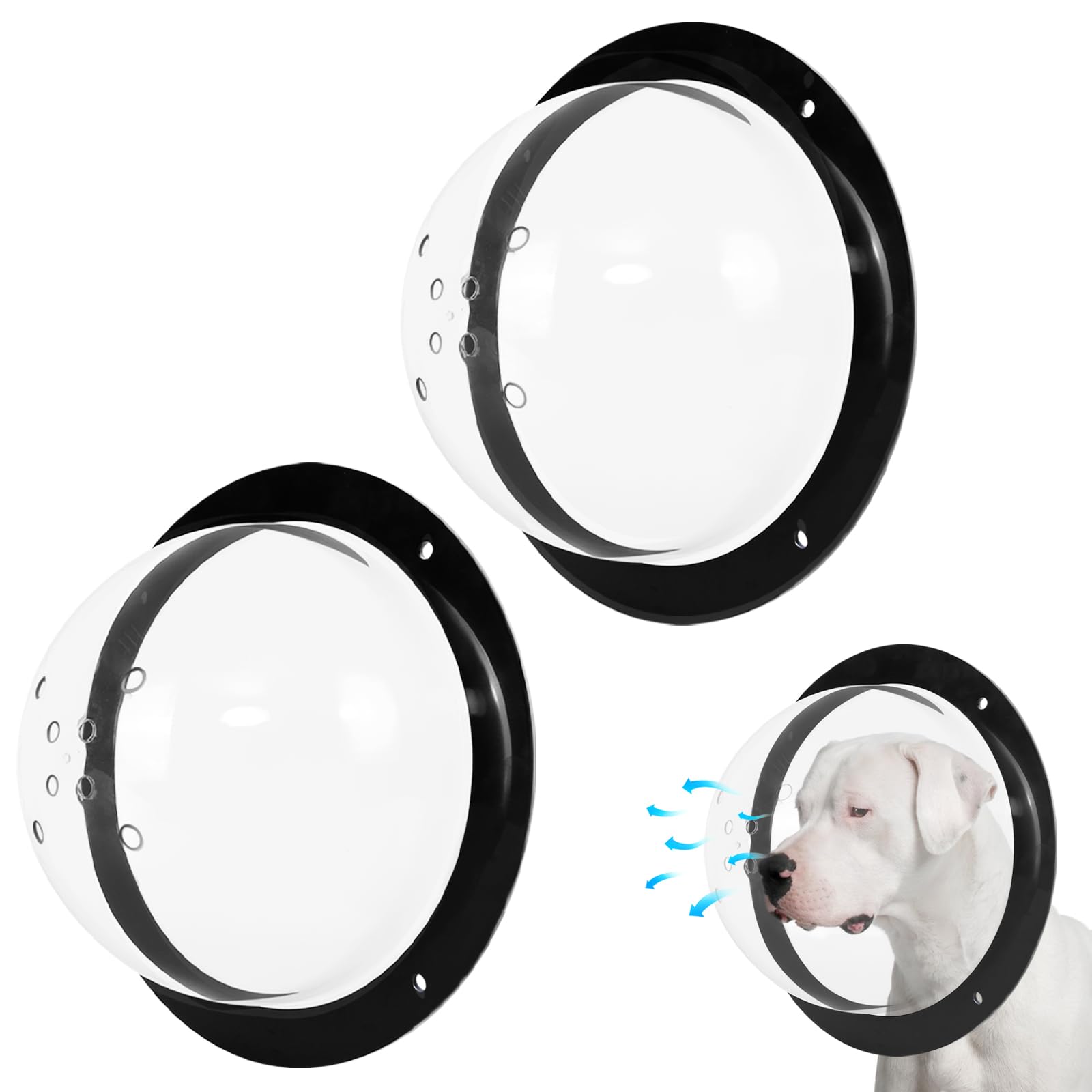 Photo 1 of 2 Pack Dog Fence Window with Air Holes Clear Pet Bubble View Dome Door Peek Small Round Window for Doggie/Cat/Horse Outside Playground Garden Diameter 12.44 Inch Deep 4.92 Inch