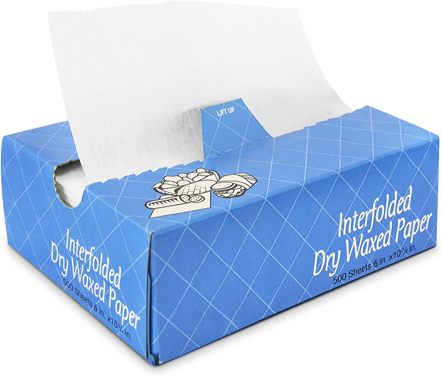 Photo 1 of 1000 Pcs Bakery Pick Up Tissues Deli Wax Paper Sheets for Food- MADE IN USA - Pre Cut Interfolded Wrap Dry Wax Paper Sheets with Dispenser Box- Grease Resistant Wax Deli Paper Sheets, 6 x 10.75 Inch