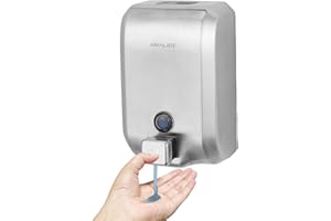 ASIALEO Stainless Steel Wall-Mounted Gel Soap Dispenser, Capacity 1200ml/40oz, with a Manual Press Leak-Proof Pump, Suitable for Commercial and Home Bathrooms and Kitchen