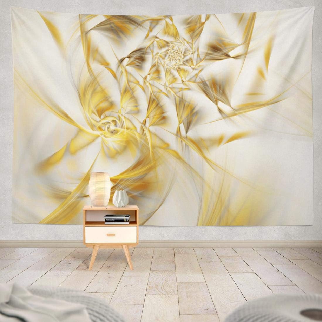 WAYATO Summer Psychedelic Wall Hanging Tapestry, 80X60 Inches Abstract Exotic Golden Flower Fantasy Fractal Psychedelic Wall Tapestry for Home Decorations Bedroom Dorm Decor