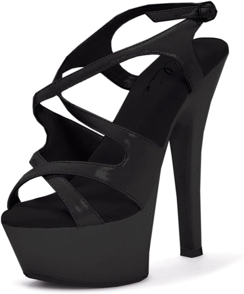 black high heel platform sandals