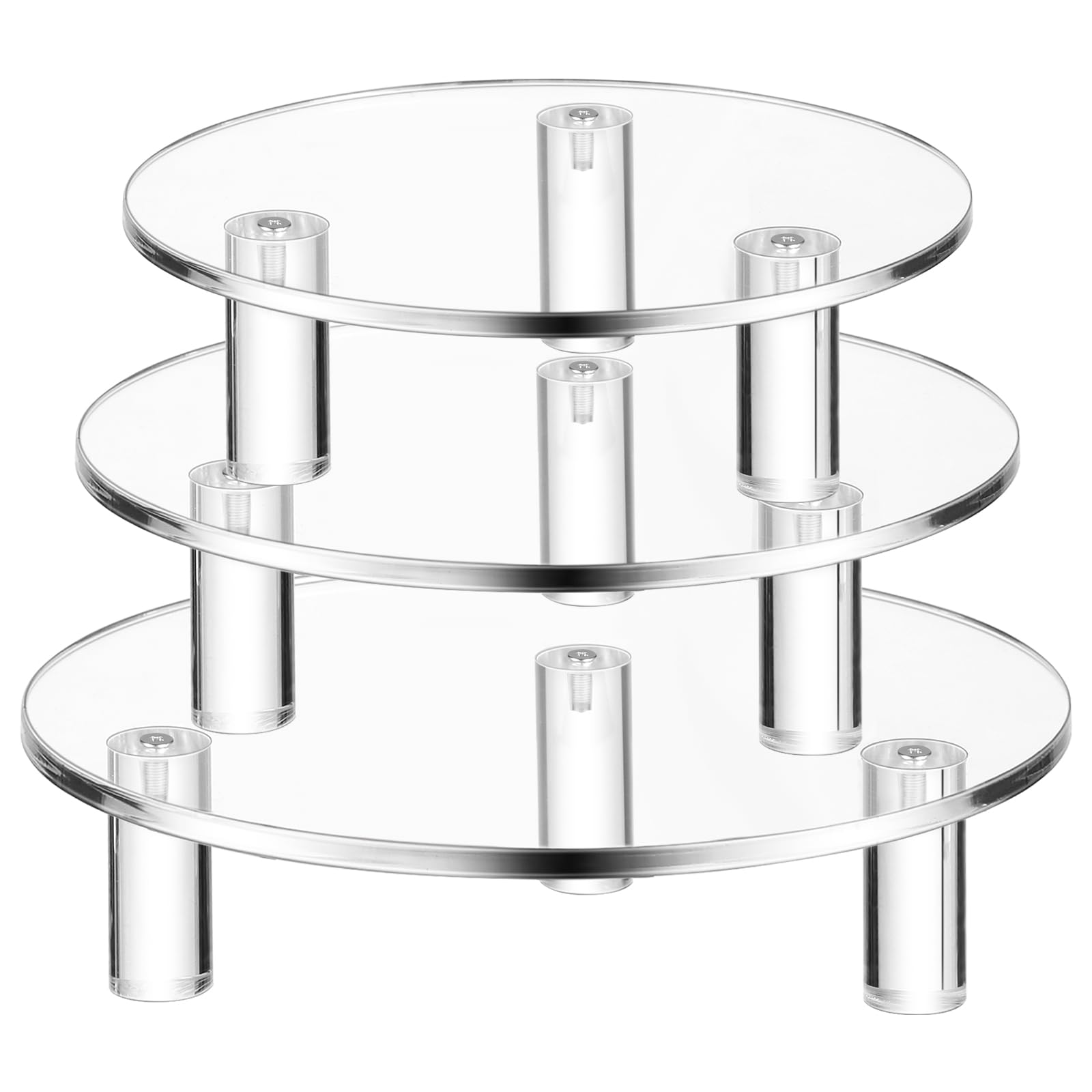 Photo 1 of 3 Pcs Round Acrylic Display Riser Clear Round Stands Clear Pedestal Riser Board for Cake Plant Dessert Jewelry Collectibles Cupcakes Figures Organizer Home Decor Wedding Birthday Party(5'',6'',8'')