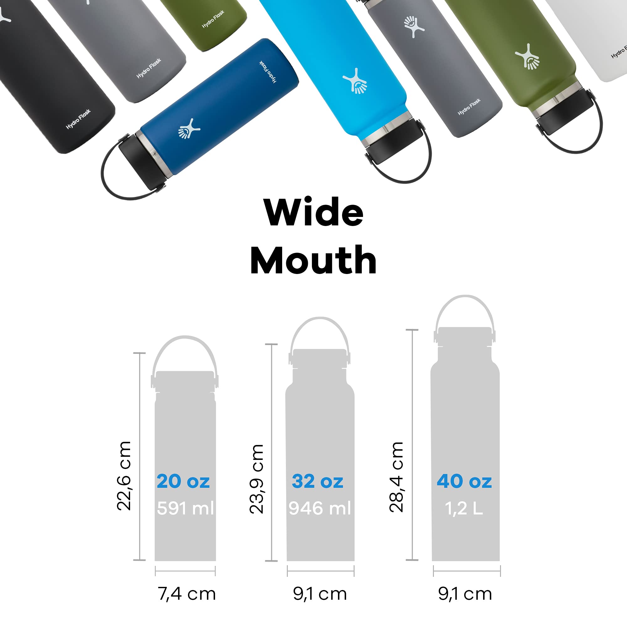 Hydro Flask Water Bottle, 20 oz (592 ml) Wide Mouth White W20BTS110