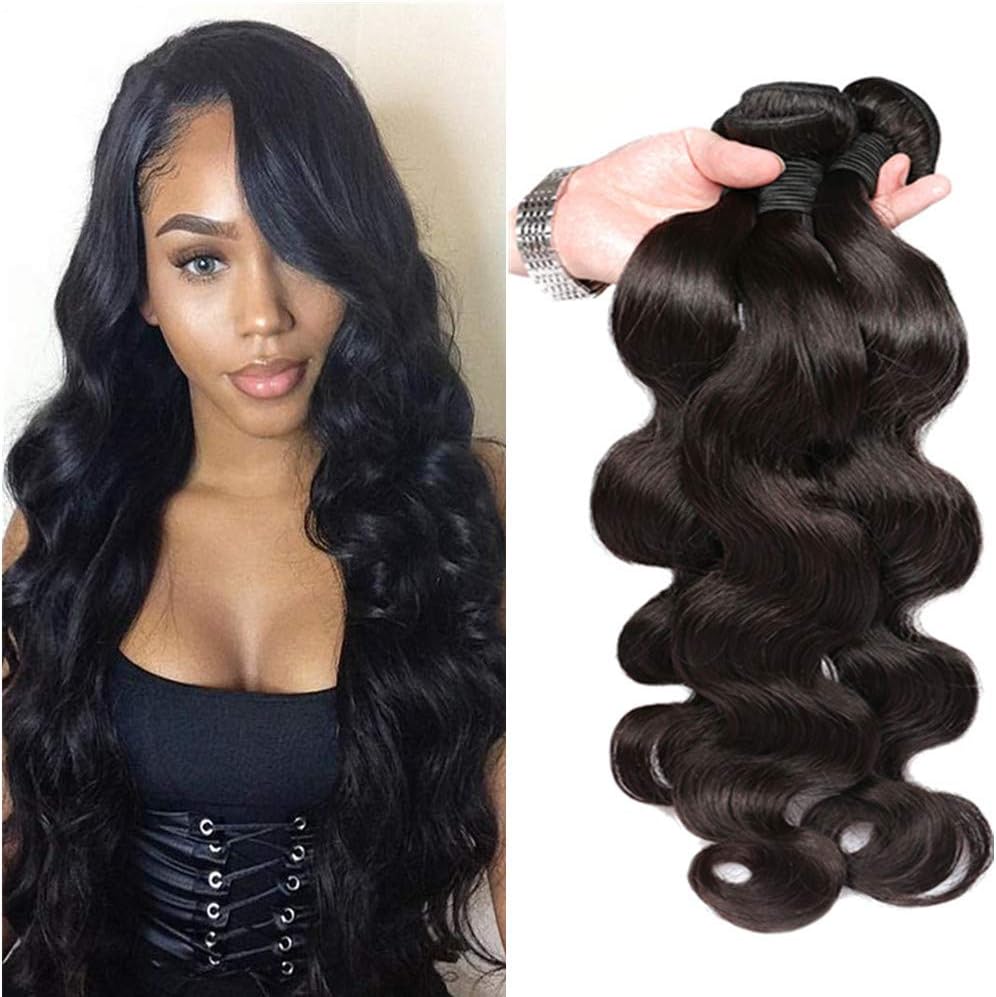 Brazilian Virgin Hair Body Wave Weave 16" 16" 16" Natural Black 100% Unprocessed Remy Body Wavy Human Hair Weave 3 Bundles Brazilian Body Wave Human Hair Extensions