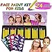 RIZON Face Painting Kit 24 Colors, Kids Face Body Paint Crayons with 40 Tattoo Stencils, 100% Safe & Non-Toxic Face Paint Sticks for Makeup Party Cosplay Halloween Christmas