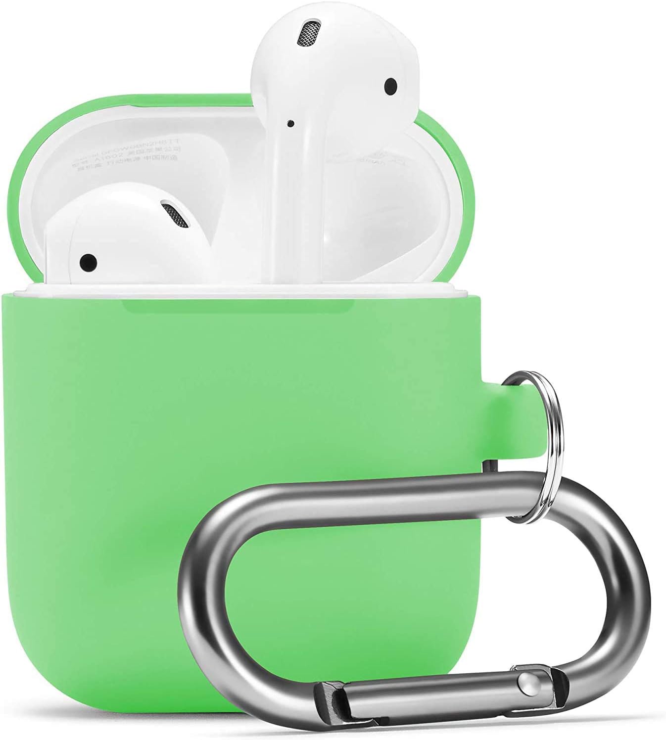 Camyse Airpods Case, Airpod Silicone Skin Cases Cover, Full Protective Durable Shockproof Drop Proof with Keychain Compatible with Apple Airpods Charging 2 & 1 Case,Airpods Accesssories (Green)