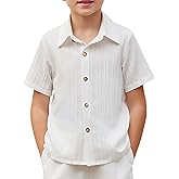 Arshiner Boys White Button Down Shirt Short Sleeve Boys Summer Clothes Size 8