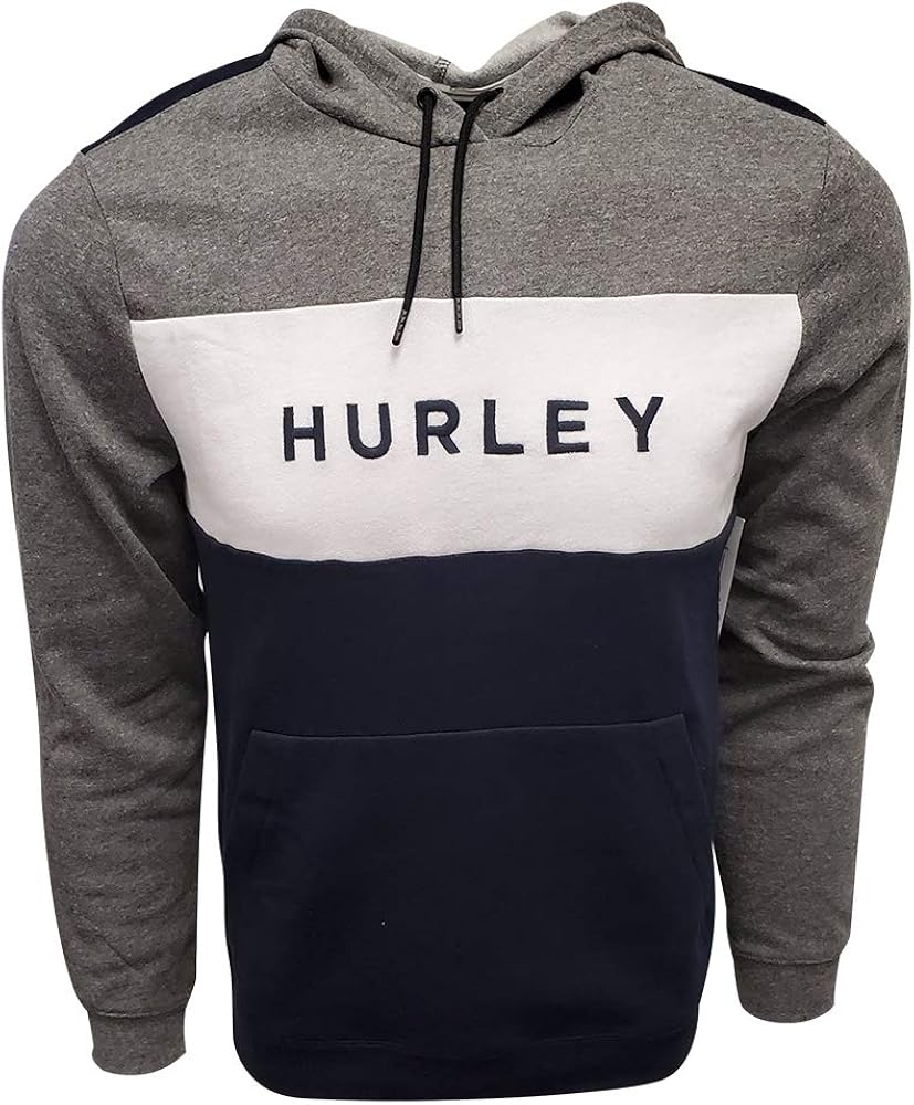 Hurley Men's Long Sleeve Fleece Pullover Hoodie: Clothing