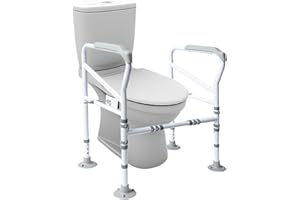 King Mills Toilet Safety Rails, Pre-Installed Toilet Handles for Elderly and Disabled, Stand Alone Adjustable Toilet Safety R