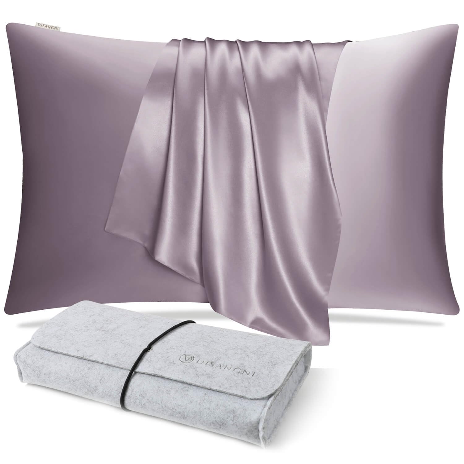 DISANGNI 100% Natural Mulberry Silk Pillow case for Hair and Skin with Hidden Zipper 22 Momme Both Sides Real Silk Pillow Case (1pc 51x66cm, Light Purple) — image 1