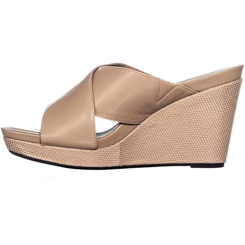 calvin klein jacolyn leather wedge sandals