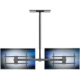 VIVO Side-by-Side Dual TV Ceiling Mount, 34 to 60 inch Screens, MOUNT-VC2-5 | Full Swivel, Telescoping Height Adjustment, 5.5ft Extension Pole, For Pitched/Vaulted Roof, Max VESA 600x400mm, Holds 88 lbs