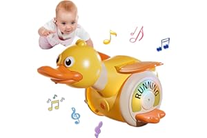 FEELGUY Crawling Duck Baby Toy Infant Sensory Runing Dancing Duck Tummy Time Toys 3 4 5 6 7 8 9 10 11 12 Babies Boy Girl 3-6 6-12 Learning Crawl Walking Toddler Gifts for 18 Months Old (Yellow)