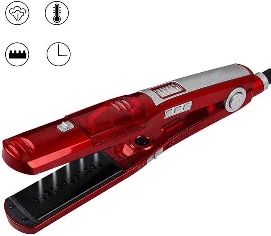GJZCRZFQ Hair Straightener,Vapor Hair Steam Spray Ceramic Electric Straightener Fast Styler-Red