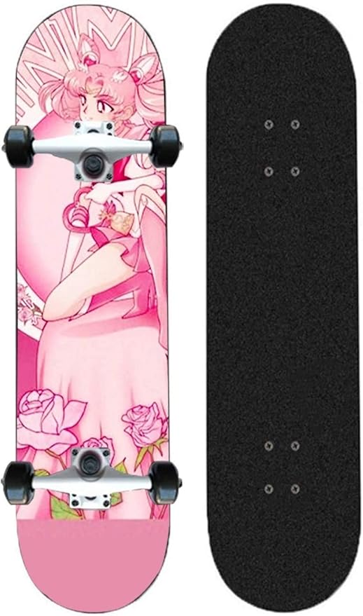 Amazon Co Jp Skwingt アニメスケートボード スケートボード ロングボード 大人31インチの場合セーラームーンピンク柄のプロフェッショナルスタンダード スケートボード凹面デッキ ホーム キッチン
