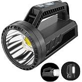 Rechargeable LED Spotlight Flashlight, Portable Camping Lantern 4800mAh | 7 Light Modes, IPX5 Waterproof Searchlight with Shoulder Strap, Super Bright Spotlight for Emergency, Outages, Hiking