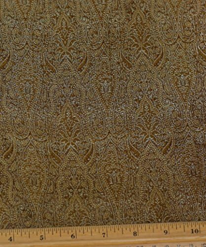 Gold & Orange Silk & Metallic & Rayon Brocade Silk Fabric, by The Yard, 44" Wide