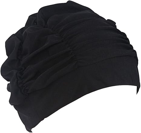 Kingko Swimming Caps Long Hair Swim Cap Pleated Cloth Fabric
