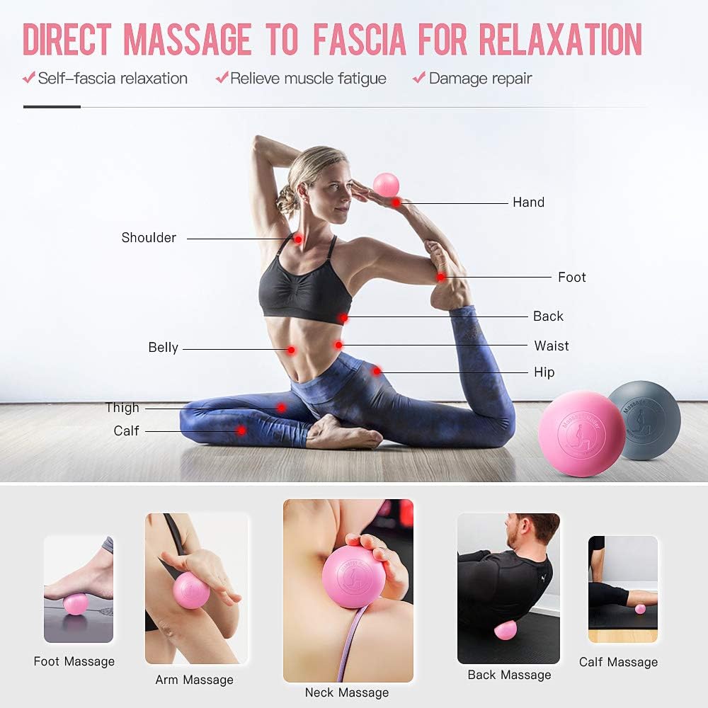 KOOLSEN Lacrosse Massage Ball for Myofascial Release, Deep Tissue, Muscle Knots, Yoga and Trigger Point Therapy. 100% Solid Silica Gel Construction - 2 Firm Balls: Health & Personal Care