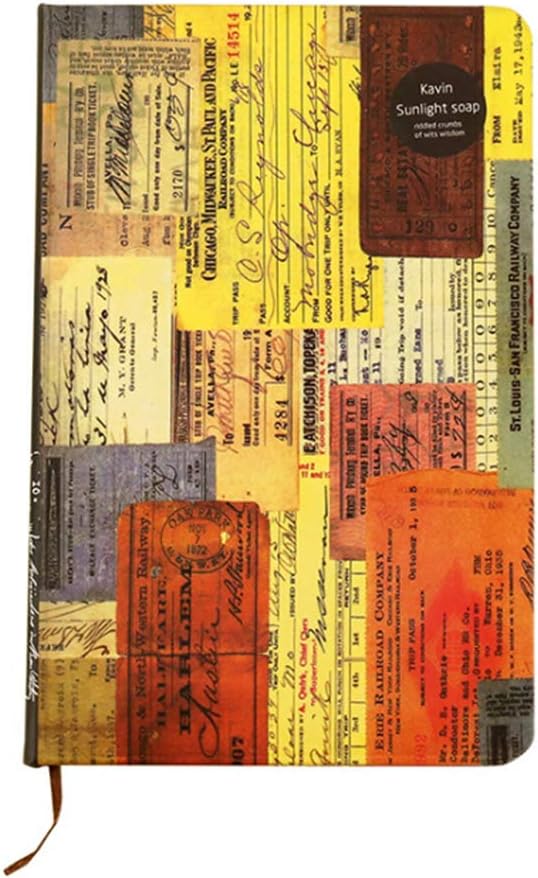 Ranvi European Retro Style Kraft Paper Notebook, Creative A5 Hard Shell Hardcover Notepad, Brown, size3