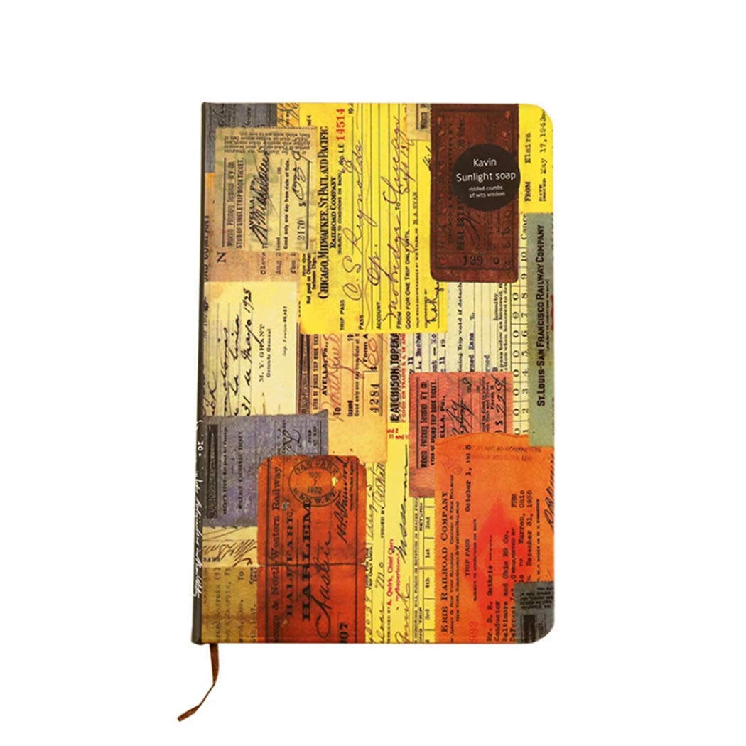 Ranvi European Retro Style Kraft Paper Notebook, Creative A5 Hard Shell Hardcover Notepad, Brown