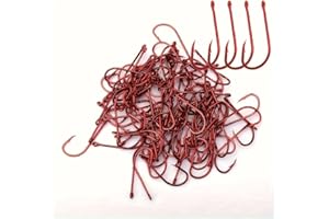 100pcs of Double Back Thorn Fish Hooks, Red Hooks for Sea Fishing Featuring Inverted Thorn Design, Made from Long Throw Carbo