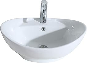 Eridanus Lavabo de Cerámica, Fregadero sobre Encimera de Serie Lottie(60x39,5x22cm) 