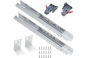 6 Pair 21 inch Full Extension Concealed Undermount Drawer Slides with 3D Adjustment Clips, Undermount Drawer Slide with Rear 