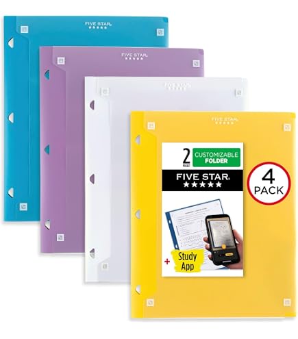 Amazon.com : Five Star 2-Pocket Folder + Study App, 4 Pack