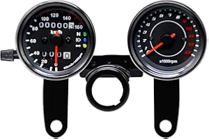 Ambuker 12V Motorcycle Gauge Combo 0-13000 RPM Tachometer 0-160 km/h Speedometer Odometer with Backlight LED and Mounting Bracket for Honda Yamaha Suzuki Kawasaki etc