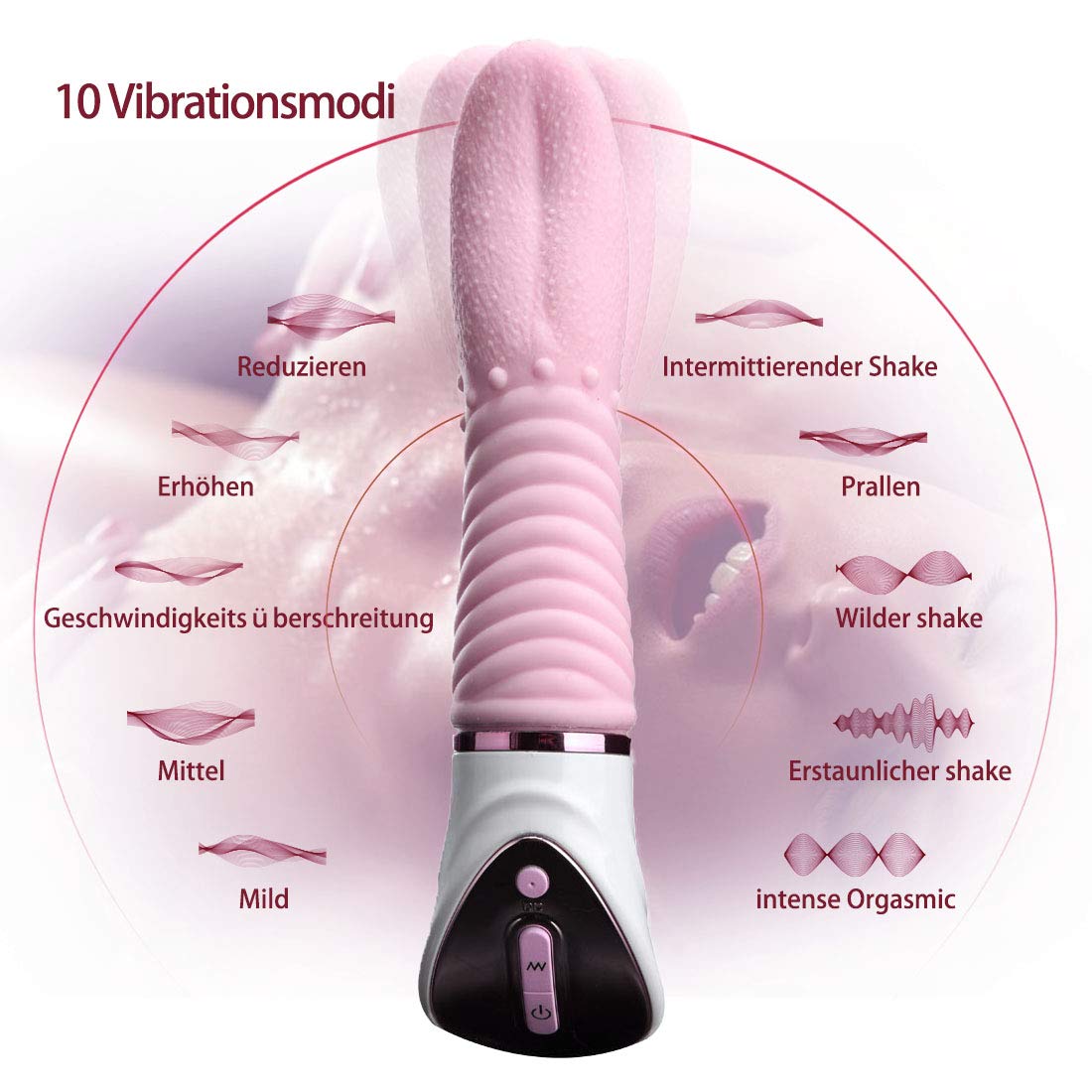 Klitoris Vibratoren für sie,Nabini Zunge Vibrator Klitoris Stimulator und G Punkt Vibratoren mit 10 einstellbare Vibrationsstufen von leicht bis sehr stark, Sexspielzeug für Frauen und Paare