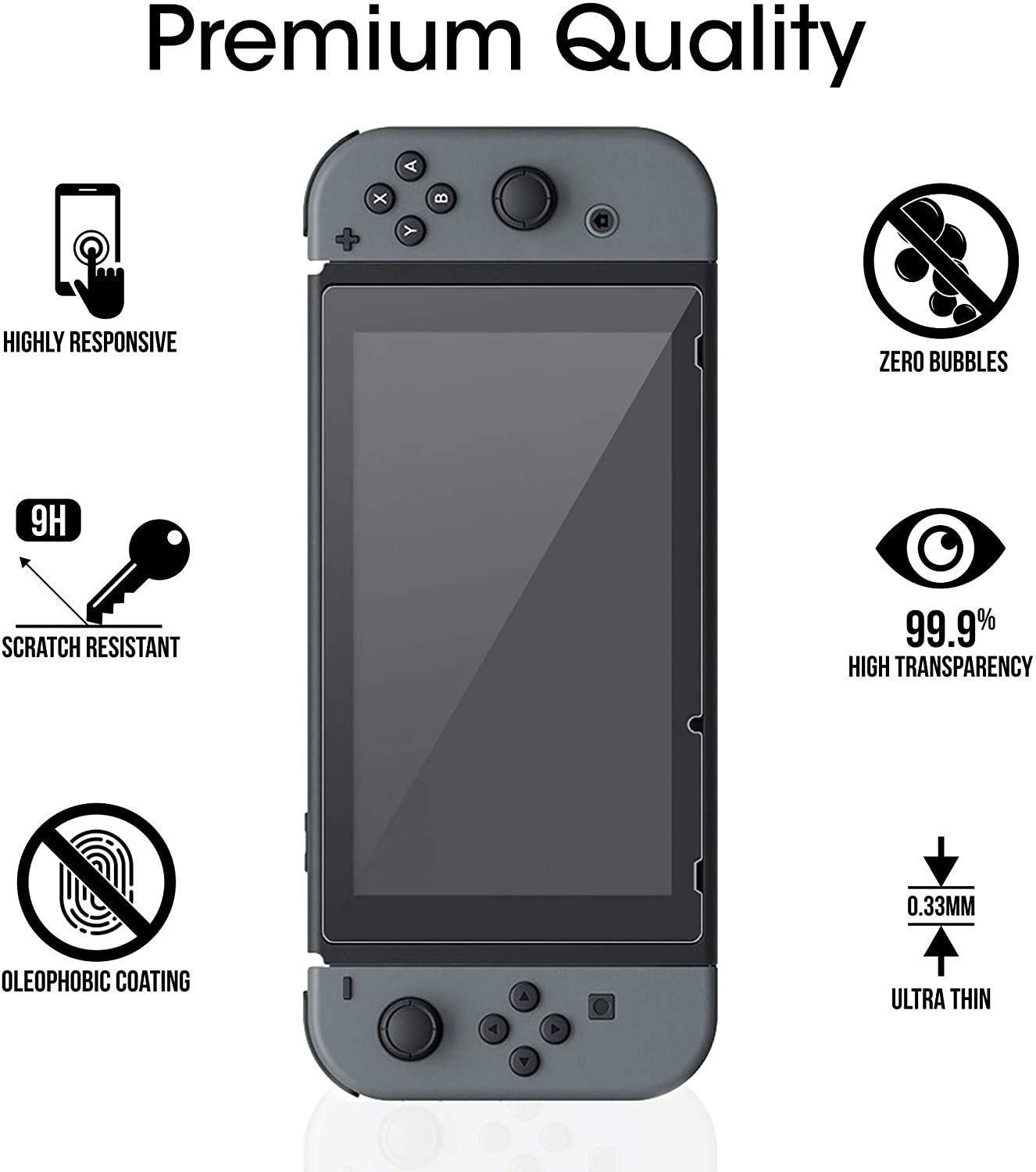 amFilm Tempered Glass Screen Protector for Nintendo Switch 2017 (2-Pack): Video Games