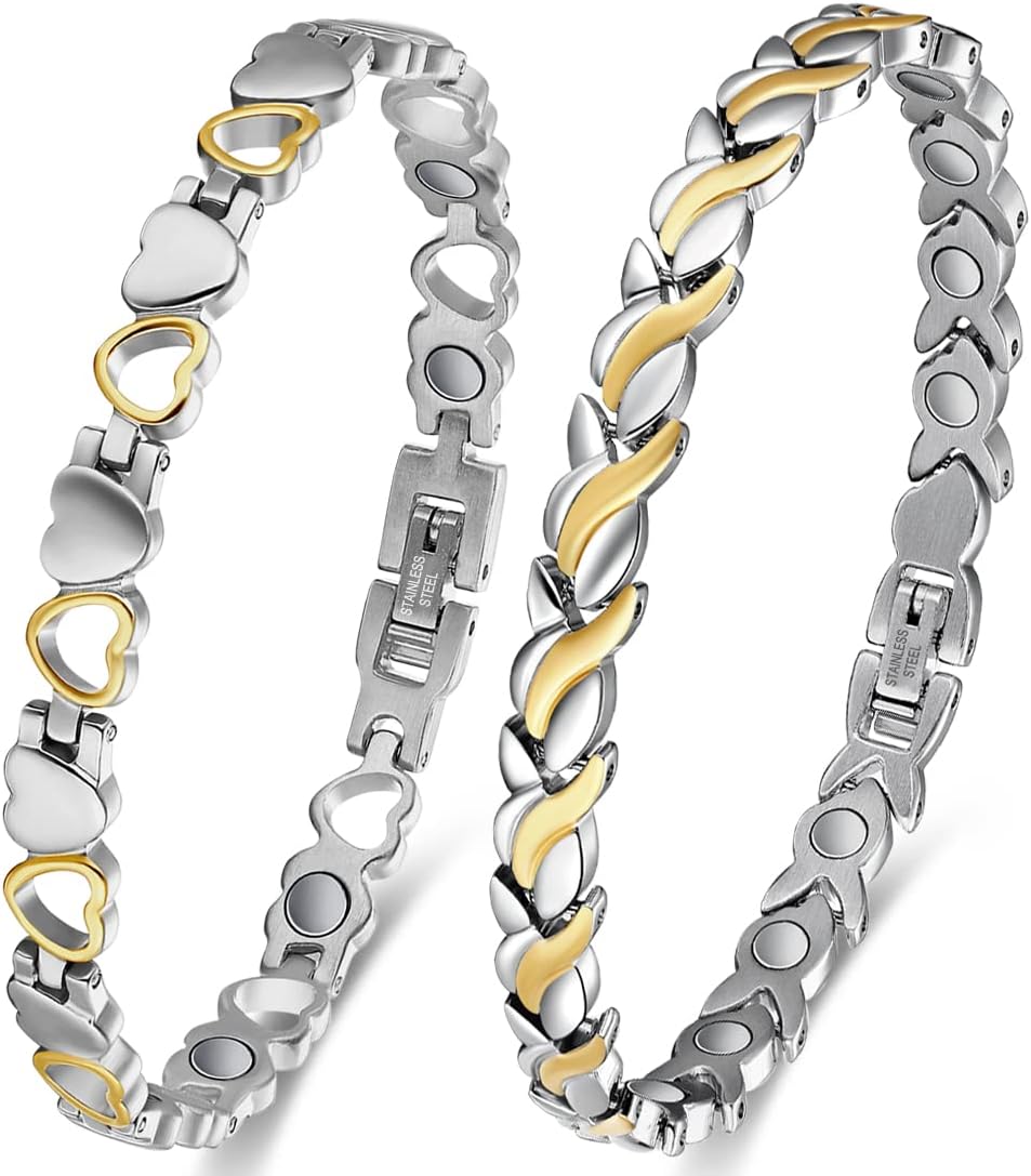 Vicmag Magnetic Bracelets for Women Titanium Steel Ultra Strength 2 Pcs