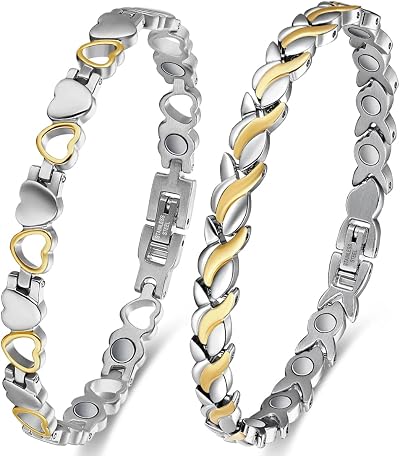 Vicmag Magnetic Bracelets for Women Titanium Steel Ultra Strength 2 Pcs