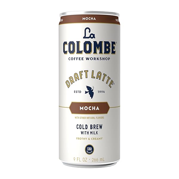 LA COLOMBE MOCHA DRAFT LATTE – 9 FLUID OUNCE, 4 COUNT – COLD-PRESSED ESPRESSO AND FROTHED MILK + DARK CHOCOLATE – MADE WITH REAL INGREDIENTS – GRAB AND GO COFFEE