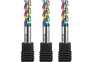 ALYICIA 3pcs 1/8" Tungsten Carbide End Mills for Aluminum & Copper Alloys, 3-Flute DLC Coated Endmills Set CNC Milling Bits - HRC55