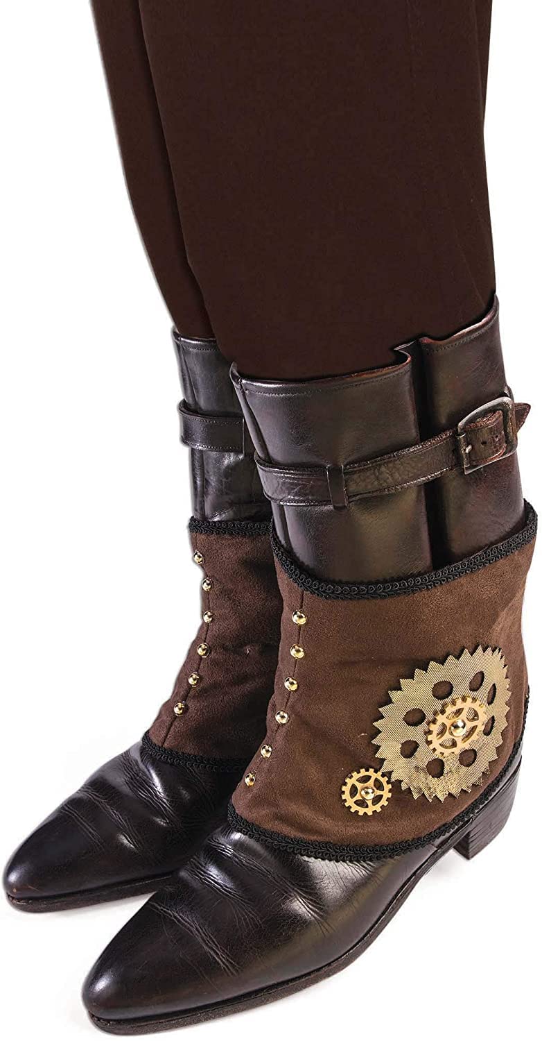 Brown & Black Steampunk Spats (1 Pair) - Durable & Fashionable Design, Perfect Accessory for Cosplay, Festivals, Events, & More Halloween