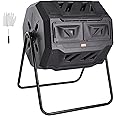 VEVOR Compost Bin, 43-Gal Dual Chamber Composting Tumbler, Large Tumbling Rotating Composter with 2 Sliding Doors and Steel Frame, BPA Free Composter Bin Tumbler for Garden, Kitchen, Yard, Outdoor