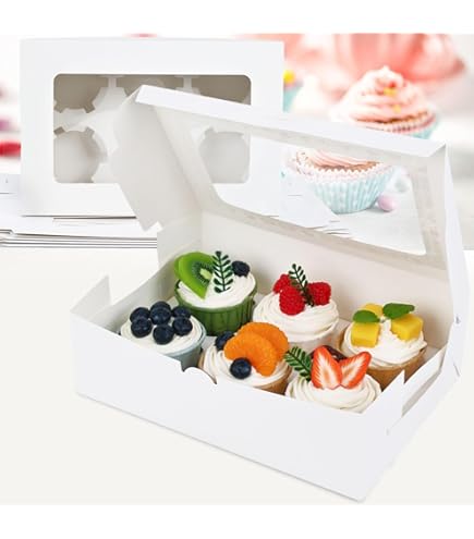 ITC 6-Count Cupcake Boxes - Pack Of 10 With Window, Food Grade Cupcake Carriers