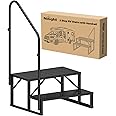 Nilight RV Steps with Handrail, 2 Steps Hot Tub Steps Outdoor RV Stairs Step Portable Mobile Motor Home Stairs for Camper Travel Trailers Dock Entry Steps 5th Wheel RV Porch with Anti-Slip Handrail