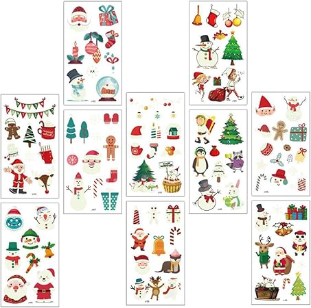 Amazon Pixnor 暗闇の中で30個のクリスマスの輝き一時的な入れ墨漫画子供のための明るい入れ墨のステッカー大人のクリスマスの靴下詰め物 混合スタイル Pixnor 二重まぶたグッズ 通販